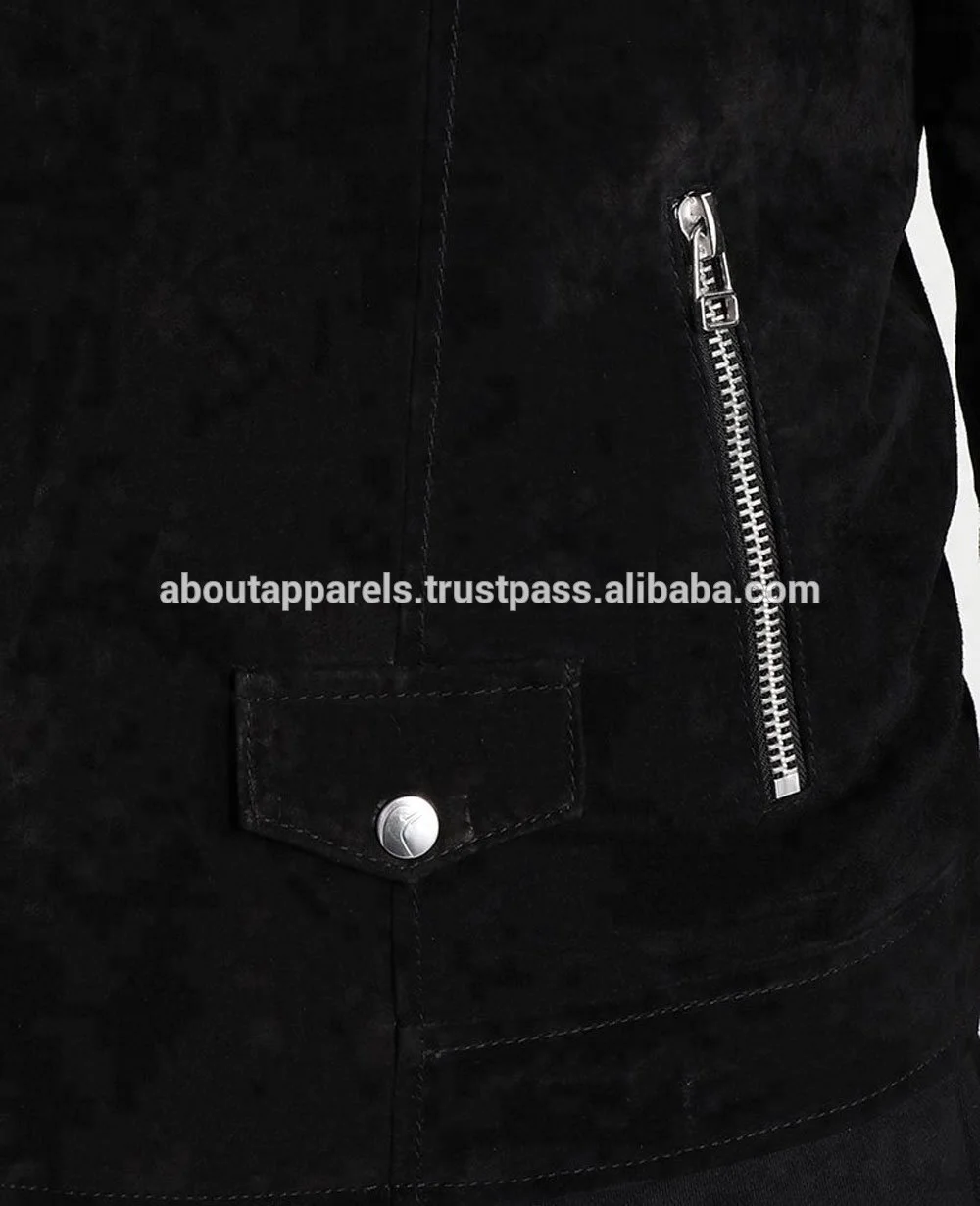 2022 New Stylish cheap customized black Color Leather Suede Bomber Jackets