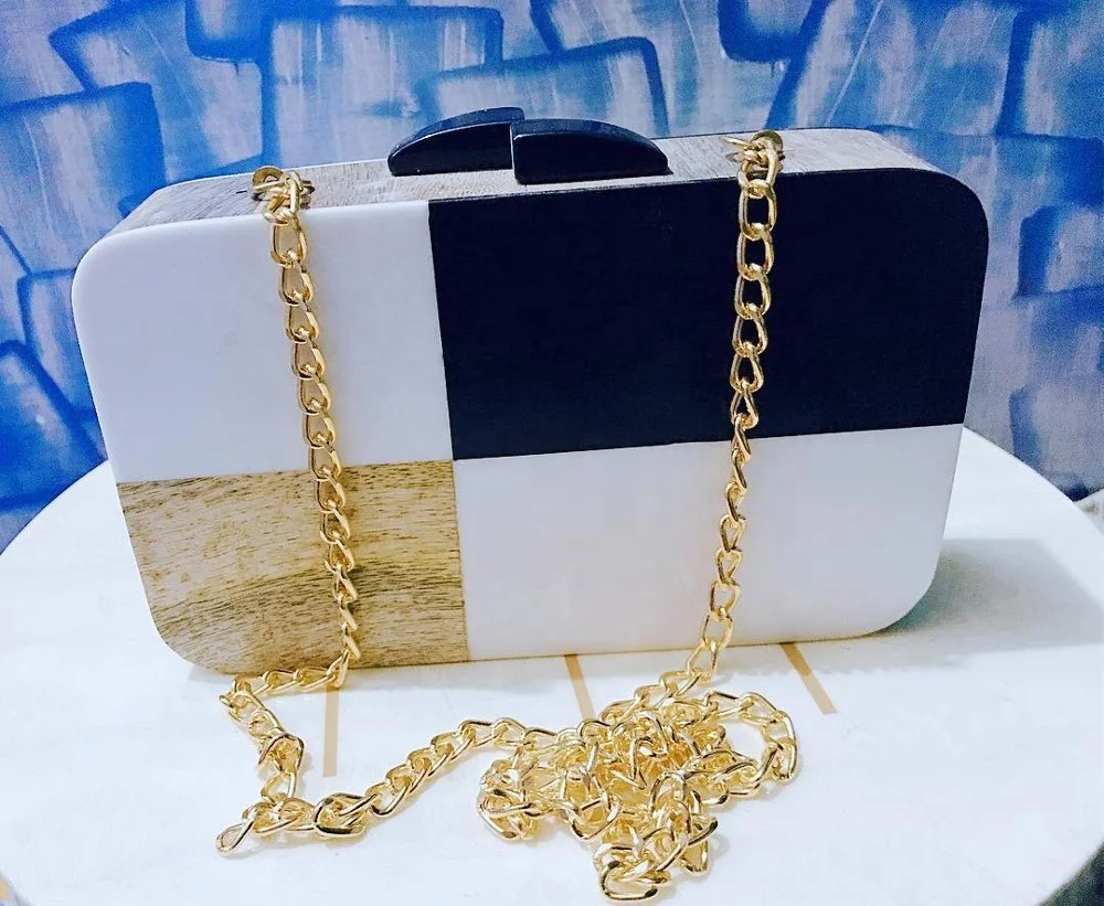 Luxury Crafts Resin Clutch Handbags Rhinestone Evening Bags Women Fashionable Box Pattern Party Wedding Accessories Direct India