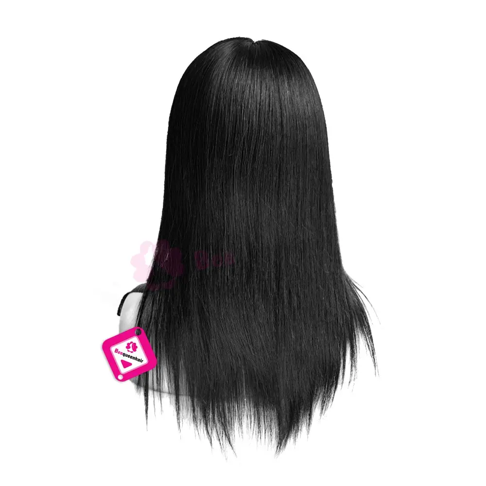Wig Straight No Tangle No Shedding Dyeable Colour Black 20 Inches Virgin Human Hair
