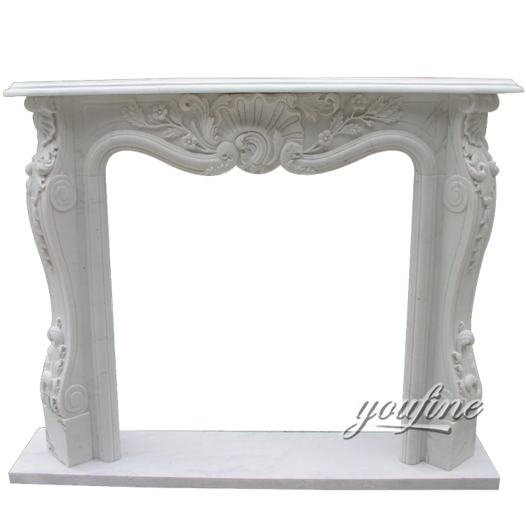 Exquisite Hand Carved Antique Marble Electric Fireplace