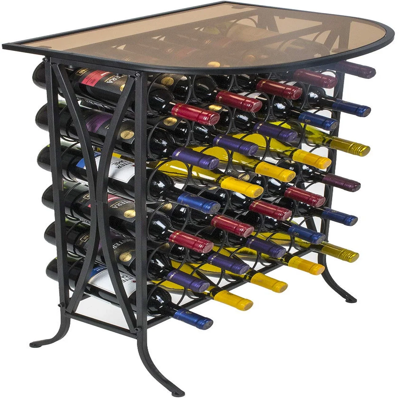 Wine Rack stacked table top under cabinet copper coated galvanized glass rack metal hanging at wholesale