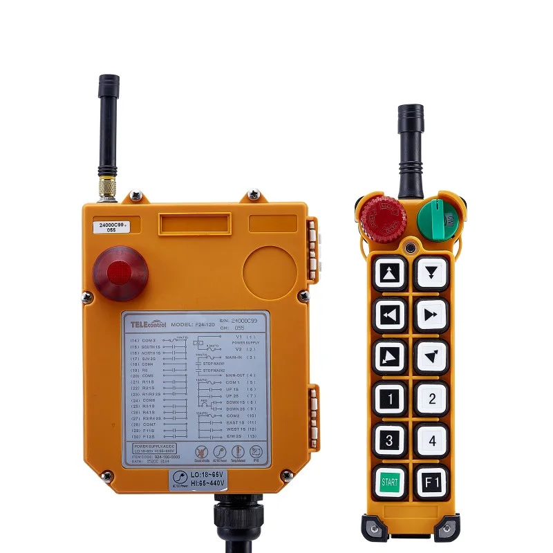 Telecrane industry radio wireless  remote control crane hiab F24-12D  12 double speed key button VHF 18-65V and 65-440V