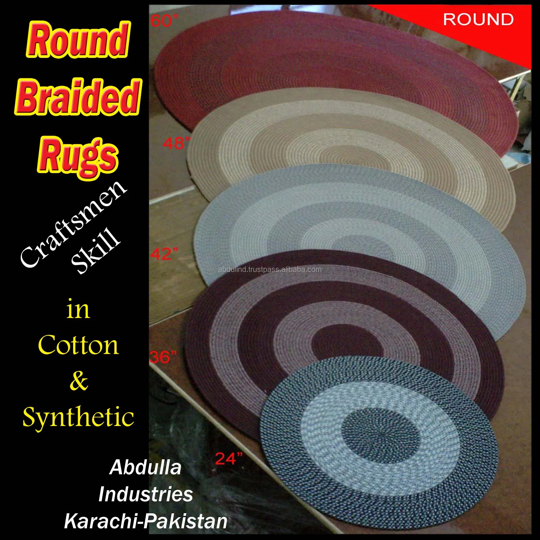 Круглые плетеные коврики от 24 до 96 дюймов, коврики для дверей, Прошитые плетеные коврики для рукоделия, дверные коврики