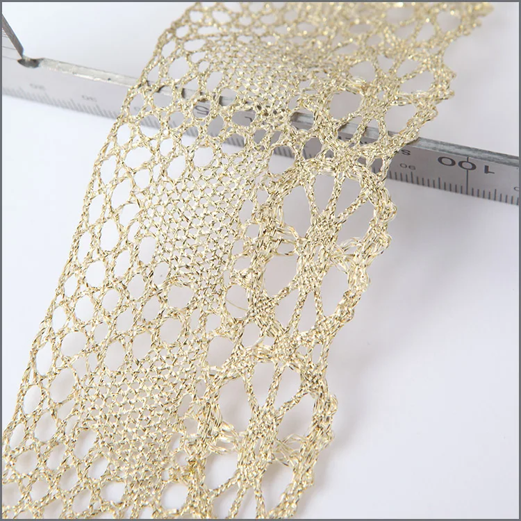 Metallic GOLD Embroidery Lace Trim for Bridal