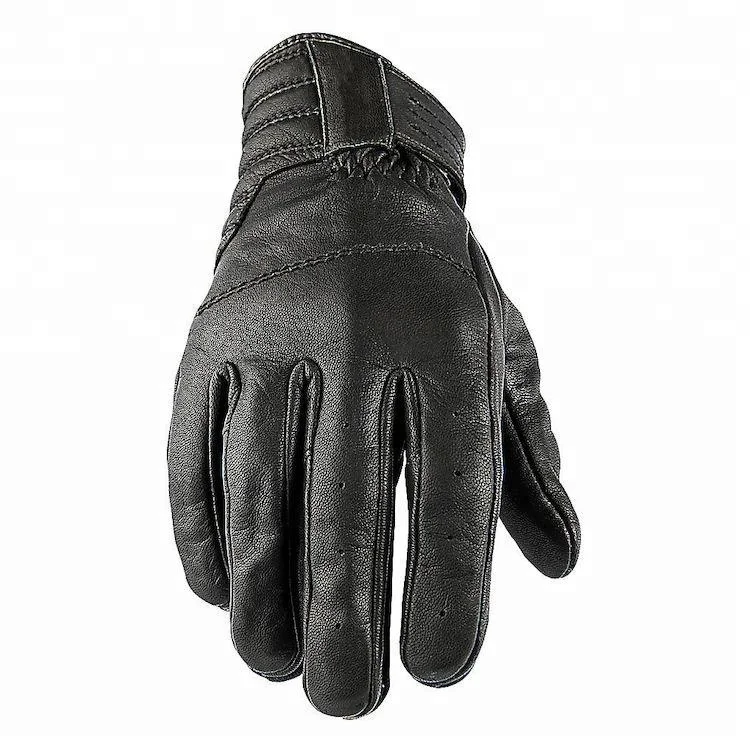Motorbike Racing Gloves Customized Logo Genuine  New Hook And Loop Style Wrist Closer Men Leather Motorcycle Gloves