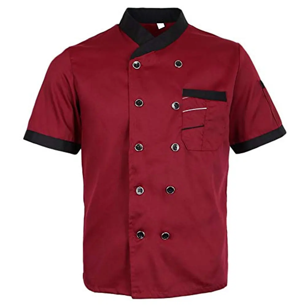 
Chefs Jacket Clothing Apron Press Stud Buttons Half Sleeve Unisex 