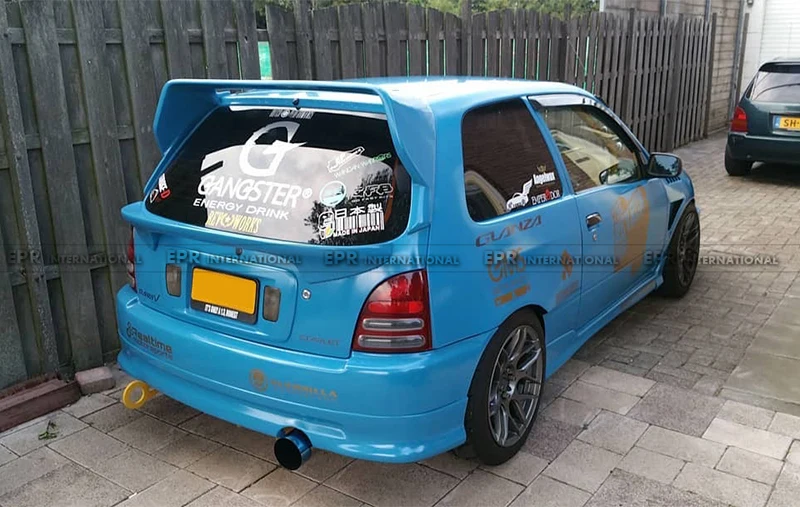 For Toyota 96-99 Glanza Startlet EP91 JUN Style Fiber Glass Middle Spoiler