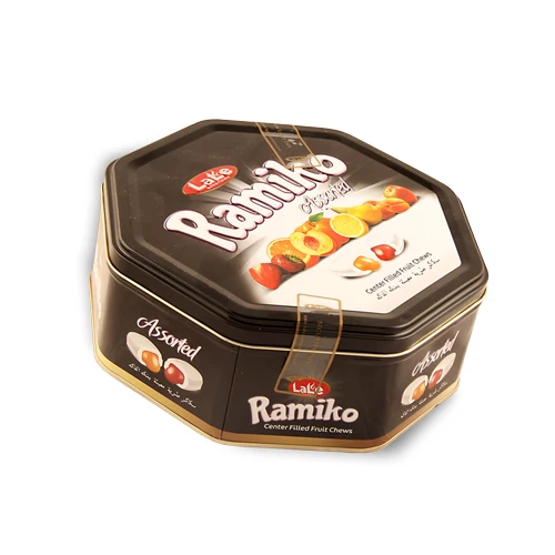 OCTAGONAL TIN GIFT BOX SINGLE DOUBLE TWIST CHOCOLATE AND SOFT CENTER FILLED CANDY