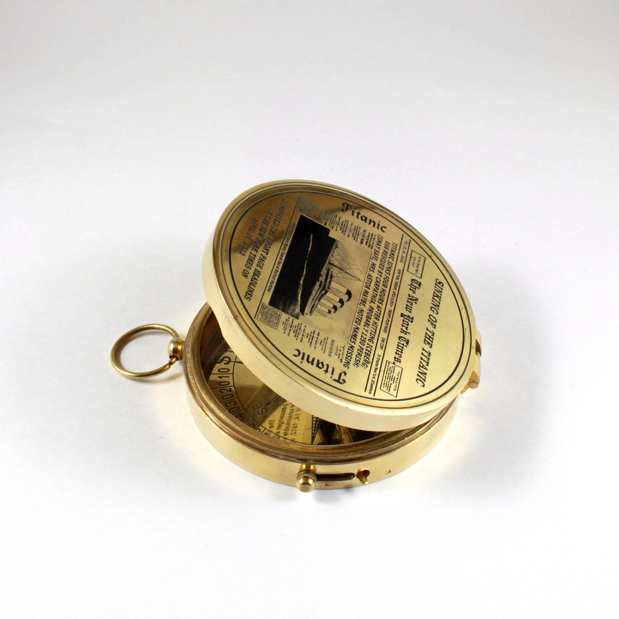 Brass Nautical Polished Finish Directional Camping Directional Compass Leather Case