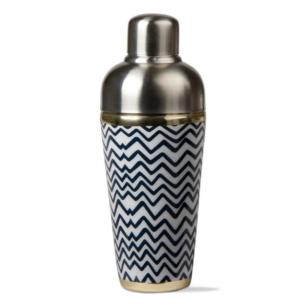 Blue and White Enameled Cocktail Shaker