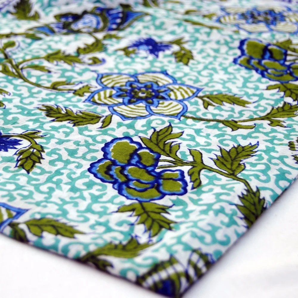 Hot Selling Sanganeri Block Printed Cotton Multi Color Fabric Floral Pattern Handmade Running Material For Clothing Wholesale