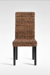 Rattan Dining Chair with Mahogany Wooden Frame Abaca Weaving from Rattan Chair Indonesia