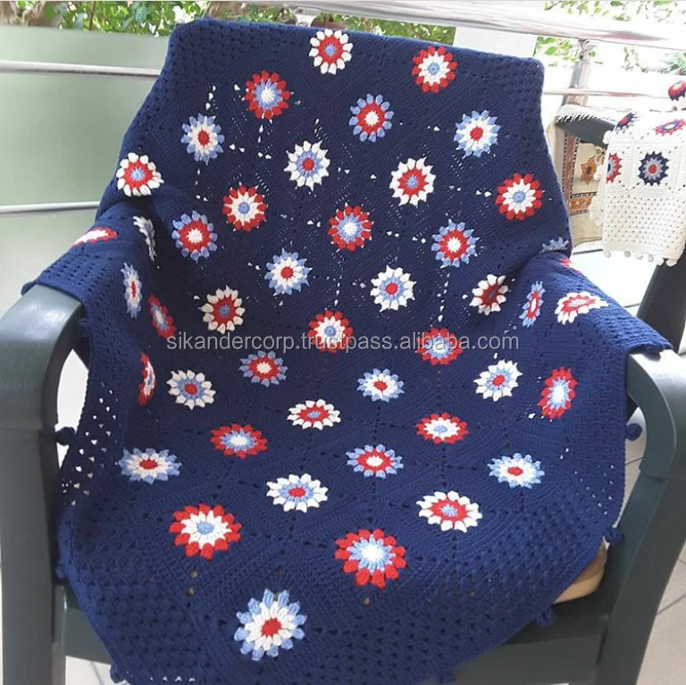 
Crochet Handmade Baby Blanket with matching cap and socks 