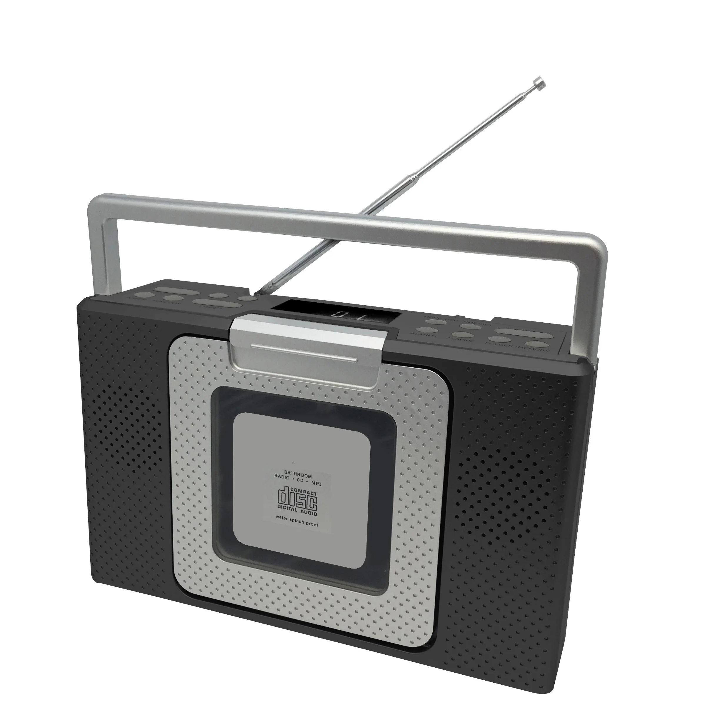 CT-9888 LCD Display With White Backlight FM PLL Radio With 20 Preset Stations All Weather Alarm Clock Radio CD Player Boombox