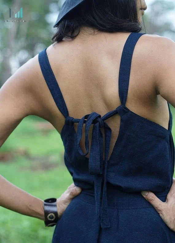 Boho Blue harem jumpsuit, hemp overall, Hot Summer fancy hemp clothing overall