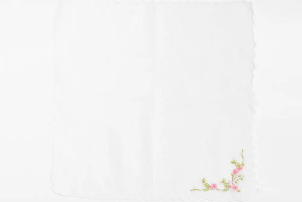 Hand embroidery flower theme handkerchief
