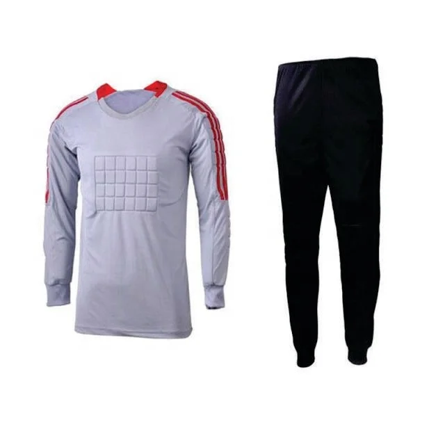 High Quality Customize Kids Padded Soccer Goalkeeper Jersey Shirt Uniform Set