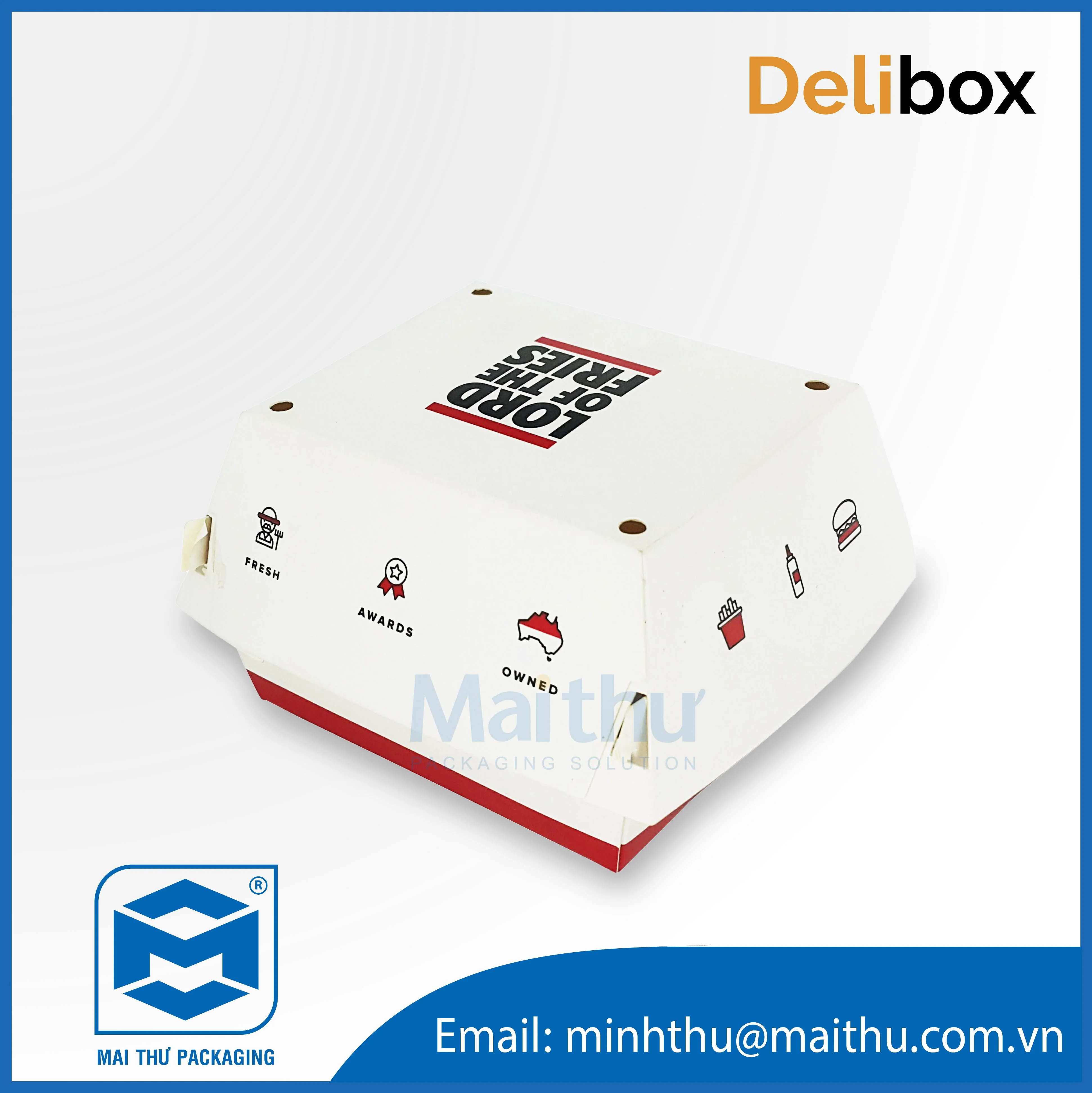 
Disposable printed paper packing burger boxes 