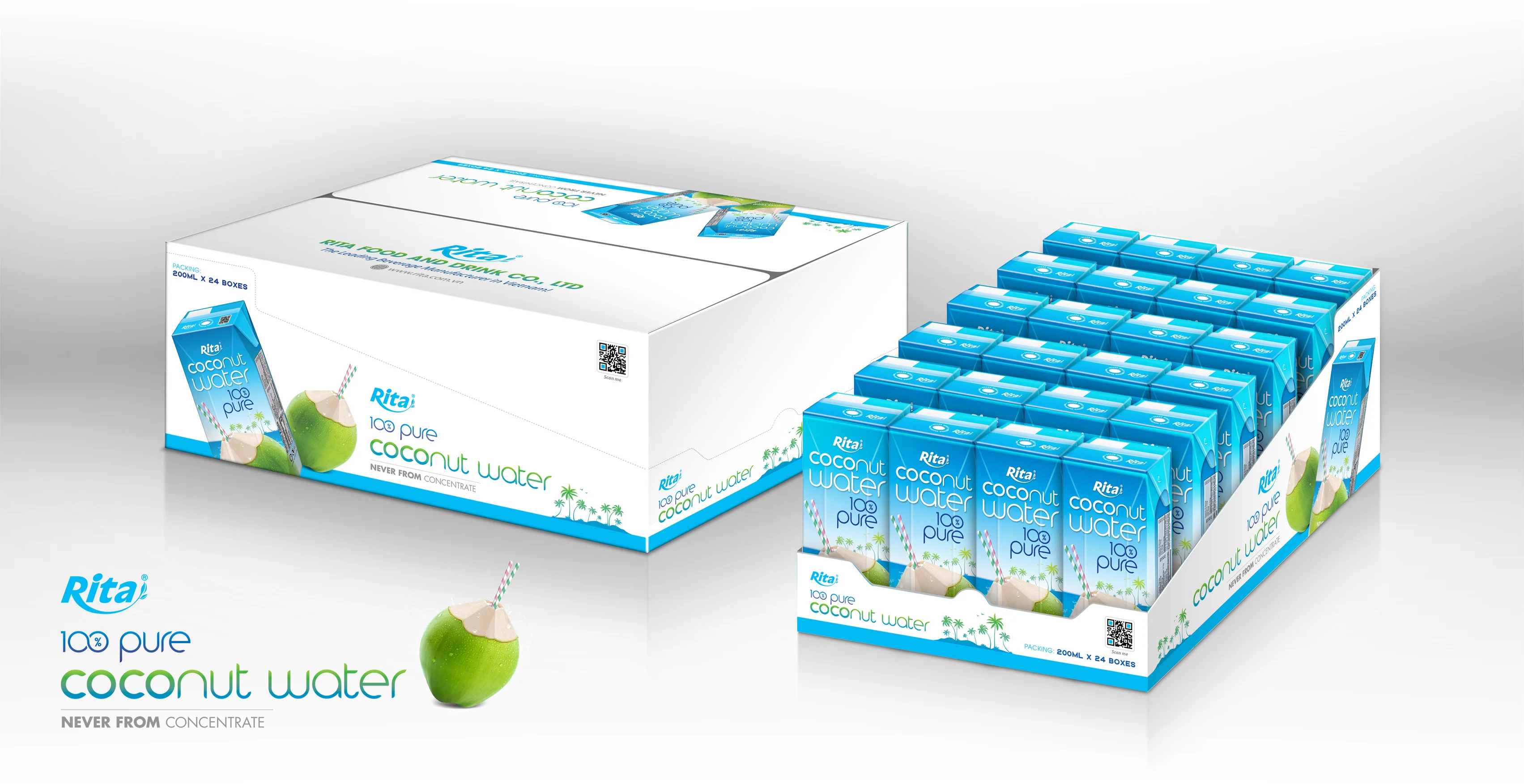 200ml Aseptic Pack Fresh Coconut Water Rita Brand Pure Coconut Water