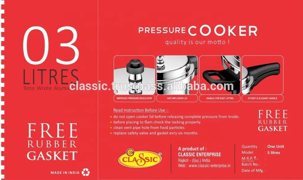 
High Quality Stainless Steel Pressure Cooker Made in India 