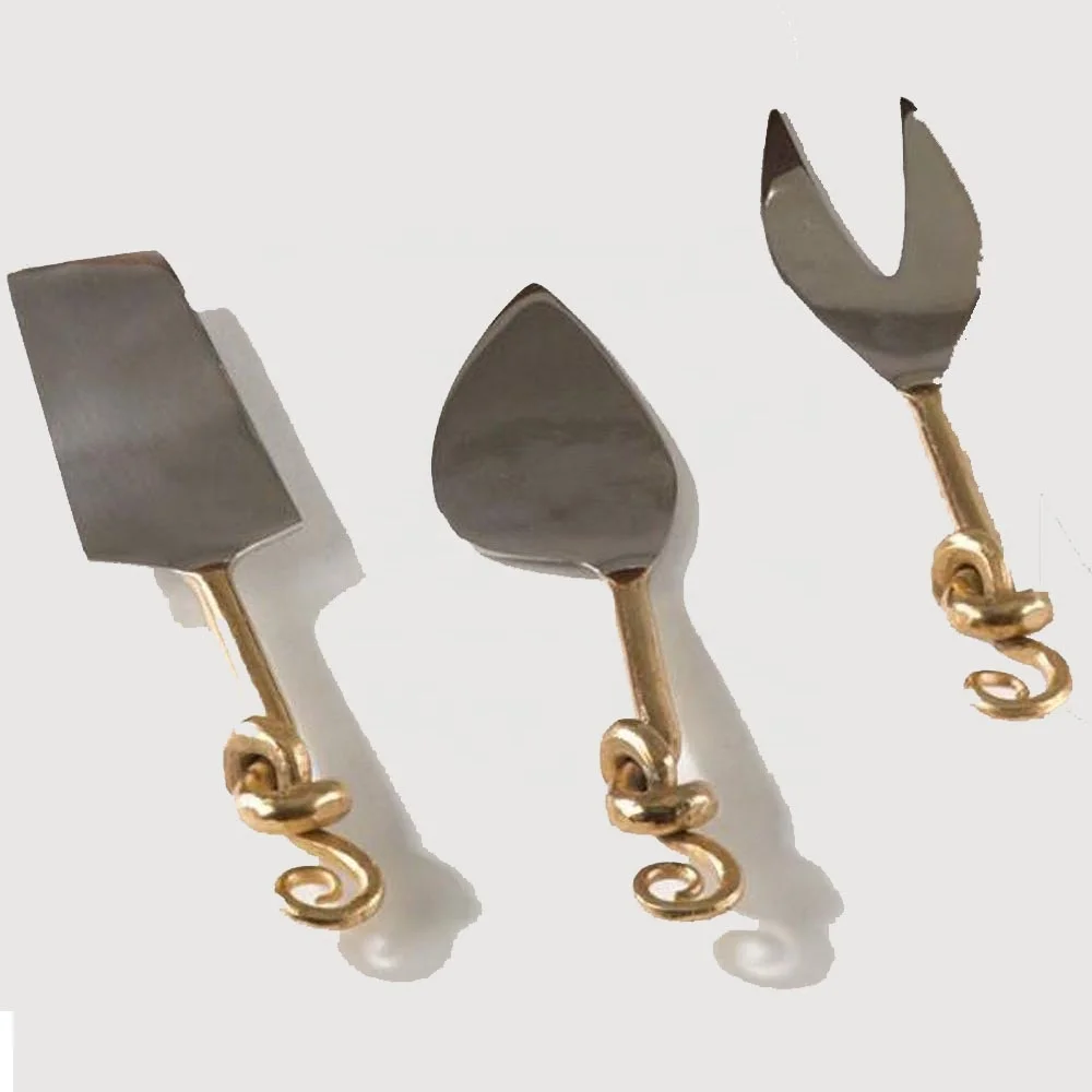 Decorative cheese knives Stainless steel rustic buffet warmer cutlery Flatware Spiral Knot  Handle Cocktail Set
