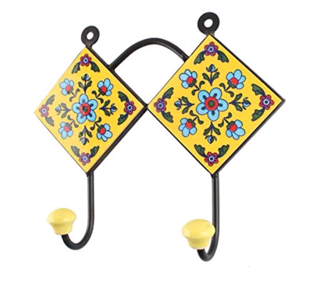 Vintage Ceramic Tile hooks with knobs Ceramic Hook Ceramic Wall Hooks India [ CIH 180]