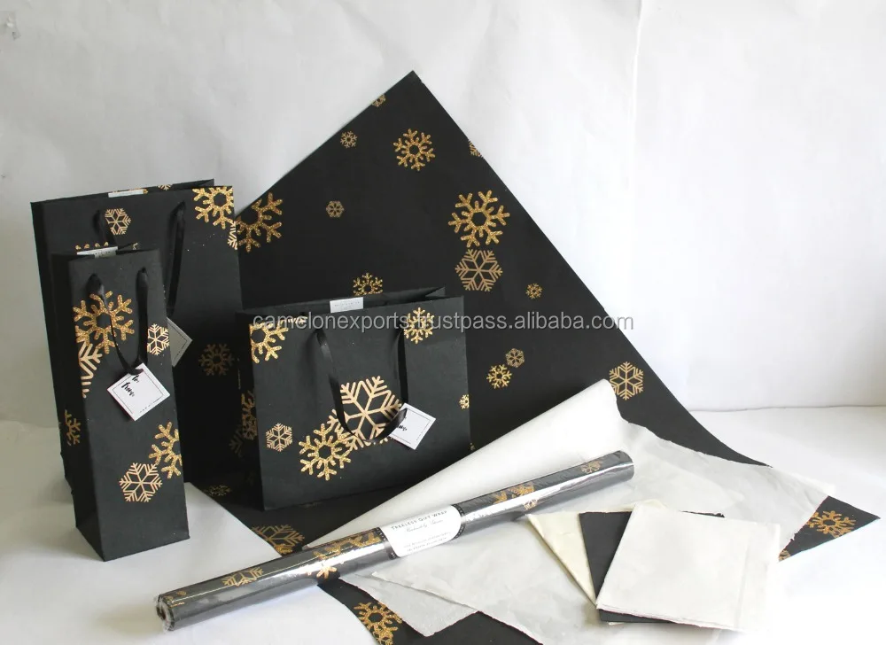 Metallic Golden And Sparkling Golden Print On Black 100 GSM Recycled Handmade Cotton Paper Sheets