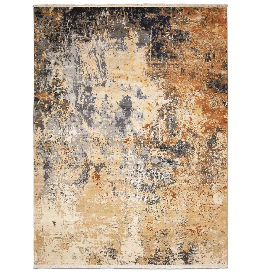 hot promotion modern design hand knotted wool silk carpet for hotel room