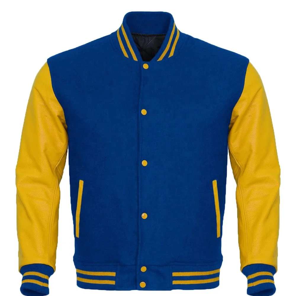 2024 Bomber Embroidered High Quality Jacket Custom Logo Baseball Letterman Jackets Men Vintage Blank Leather Sleeve Varsity