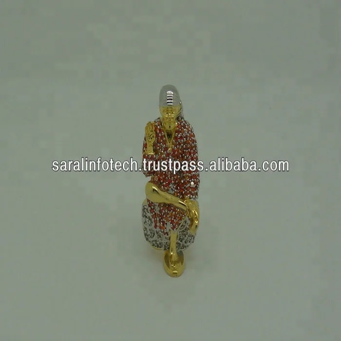 Brass God Sai Baba Idol Statue in CZ Religious SCULPTURE Metal India Plated Business Gift Angel IN;41826 Kala Shirdi Ke Sai Baba