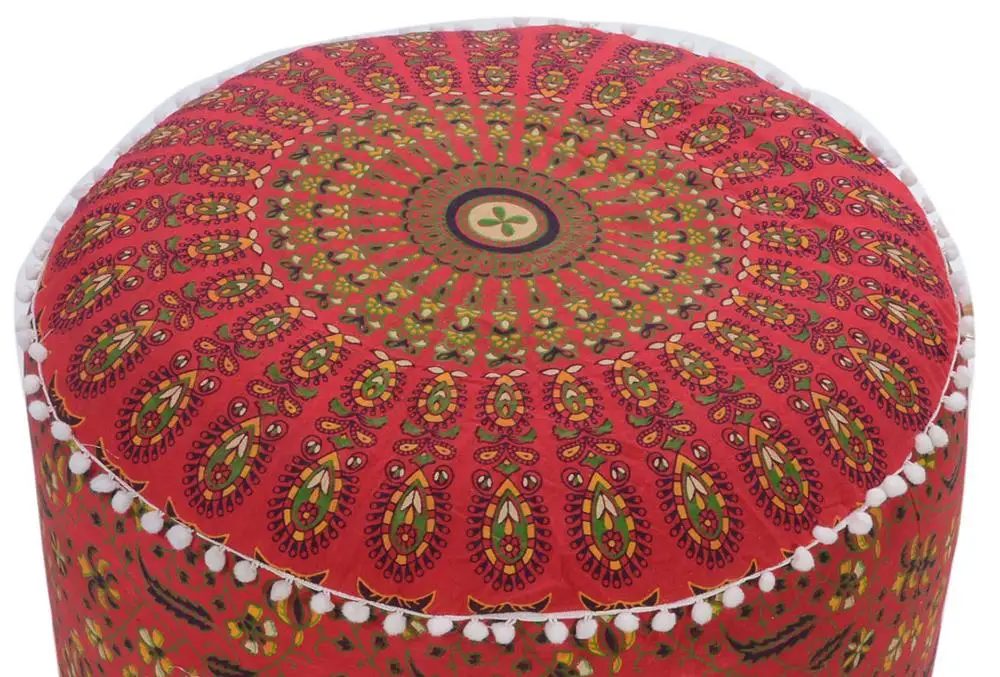Indian Room Decor Seating Pouffe Cotton Foot Stool Floor Bohemian Pouf Ottoman For Foldable Storage Feature For Hall Kitchen