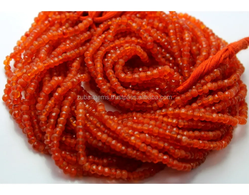 Natural Orange Carnelian faceted Beads
