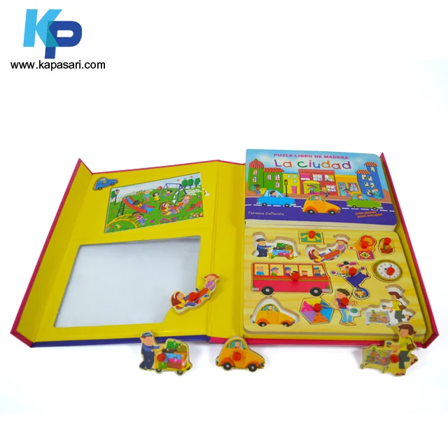 Custom Printing Kids Pre-School Toy Book Puzzle Traffic Tool Vehicle Puzzle