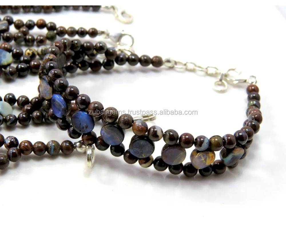 Natural Boulder Opal Bracelet Smooth Beads