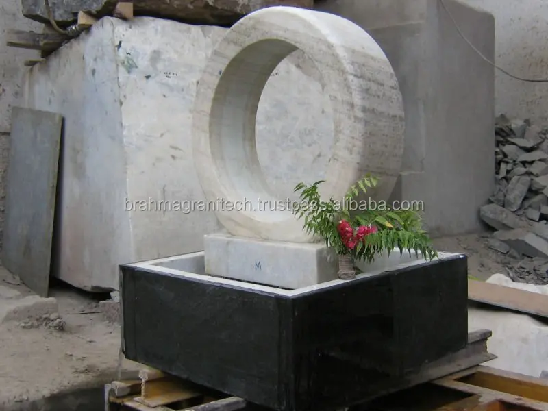 rotating Granite Ring Fountain Floating Natural Black Granite Rolling Sphere Garden Water Fountain