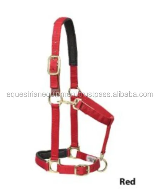 Red ESE Nylon Horse Halter Indian Kanpur Style with Australian Saddle Western English Styles Made from PP Leather Material