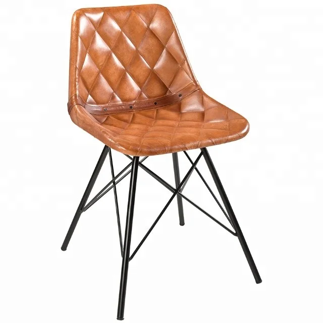Molded leather upholstered Dining room Chair restaurant coffee shop dining chairs with metal legs