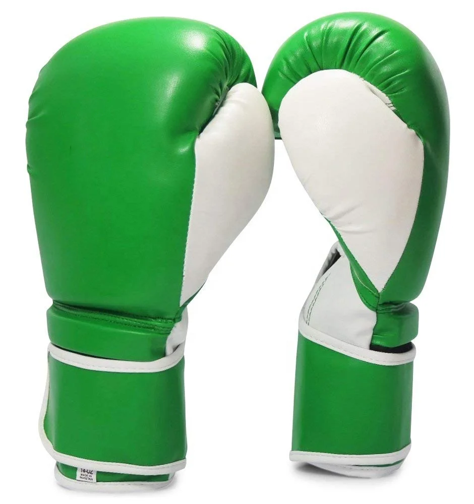 High Quality PU Boxing gloves, Green and White / Orignal Leather Boxing gloves / Custom Boxing Gloves