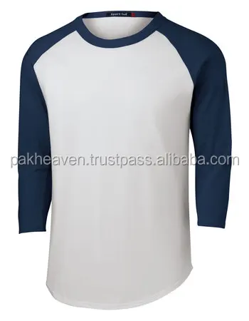 Custom Adult Color block Raglan baseball 3/4 sleeve t shirt available fabric rayon polyester cotton bamboo modal