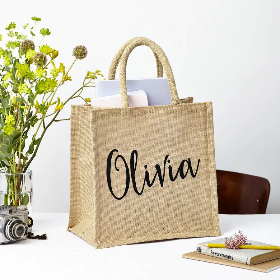 Eco Friendly 100% High Quality Printed Jute Shopping Bag