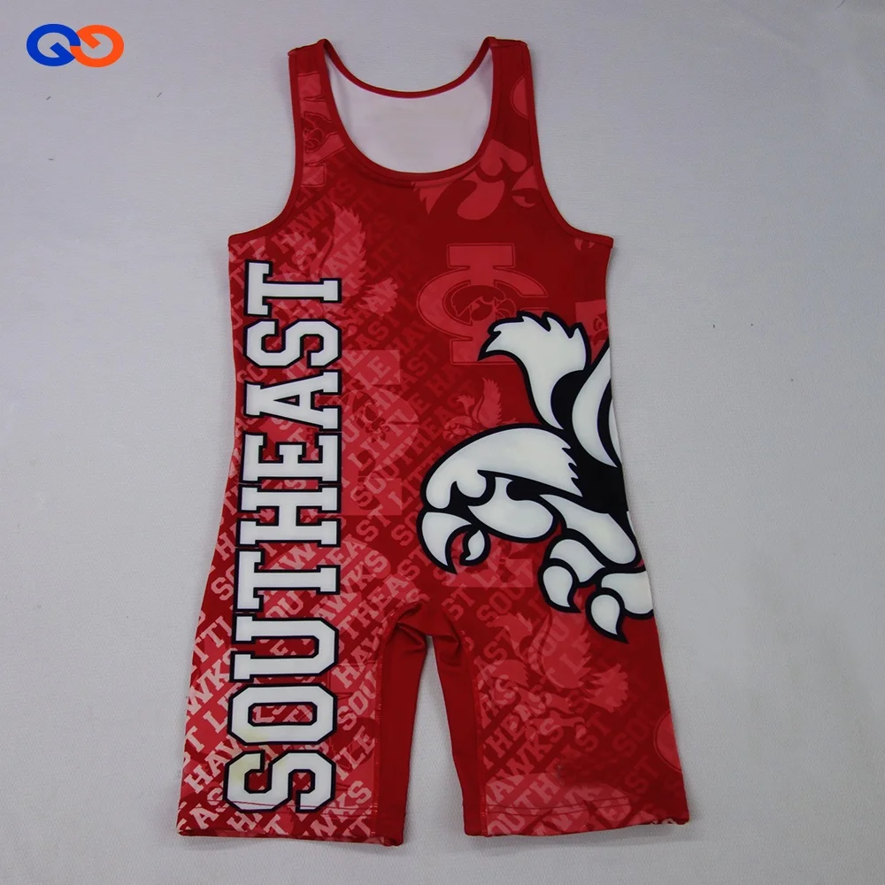 Wholesale cheap sublimated custom print wrestling singlet for men sports