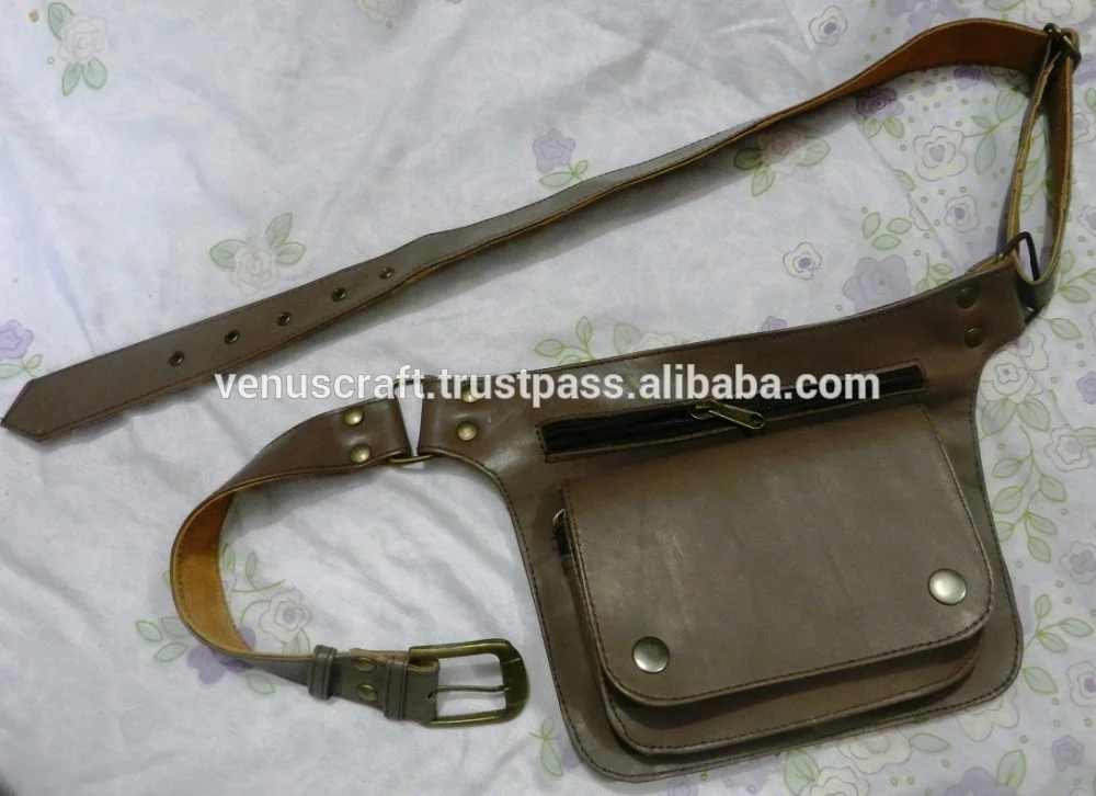 Unisex Fanny Pack Sport Travel Cycling Sport Leather Waist Purse Belt Hiking Hip Bum Bag