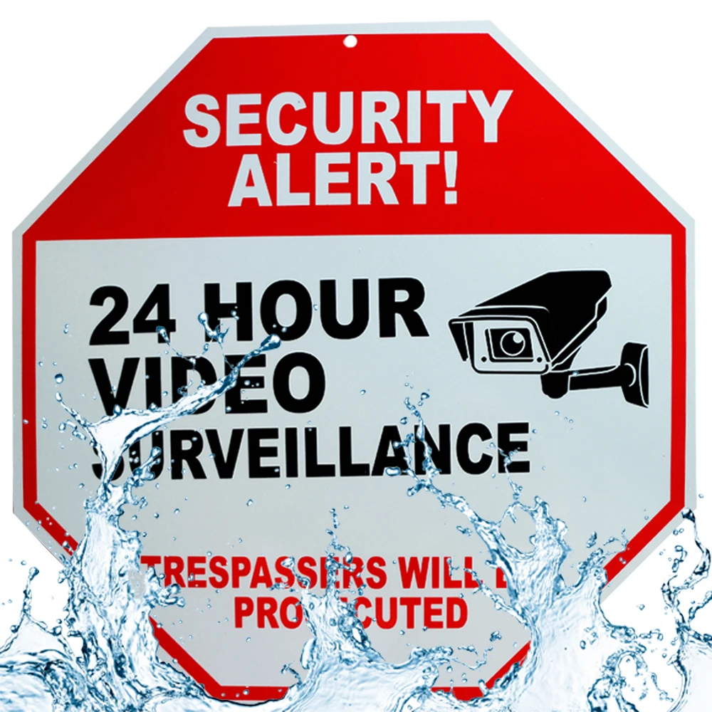Video Surveillance Sign - 24 Hour Surveillance All Activities Are Monitored Sign- CCTV Security Signs