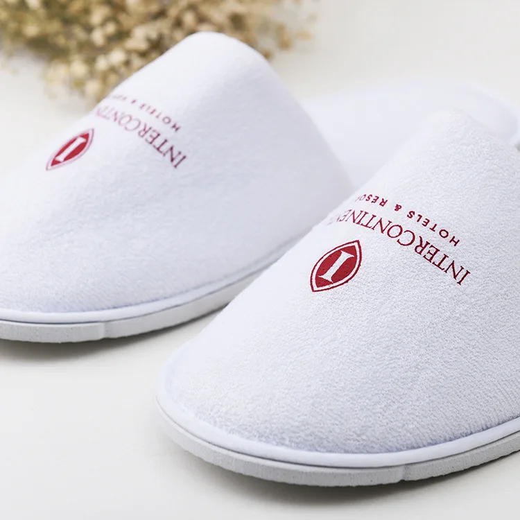 Premium Quality Luxury Custom Logo Comfortable Cotton Terry Eva Hotel Slipper