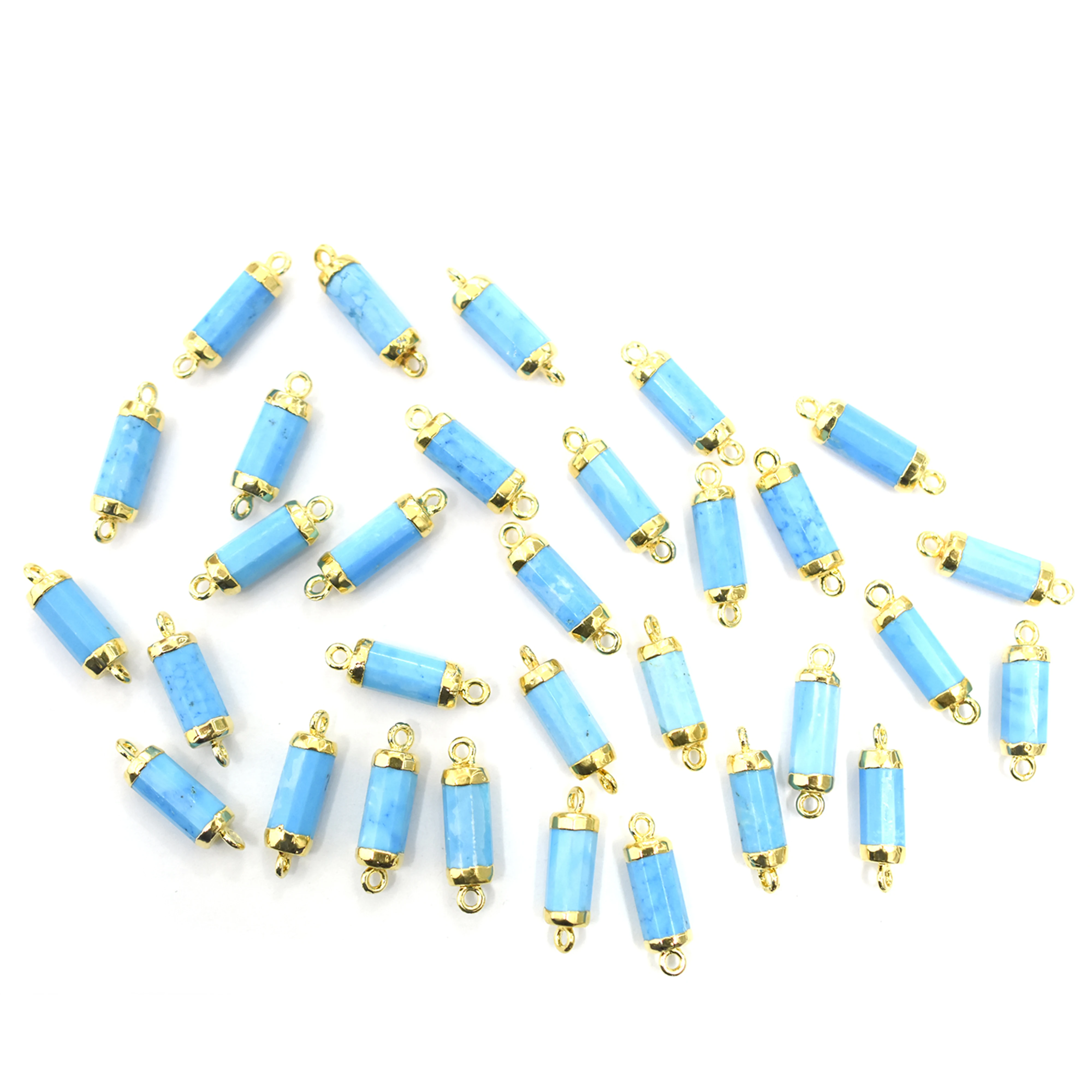 Howlite 18 To 20 MM With Bail Tube Shape Gold Plated Connector