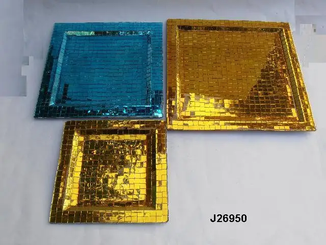 
Square Iron Plate with food safe enamel on glass mosaic can be in any colours 