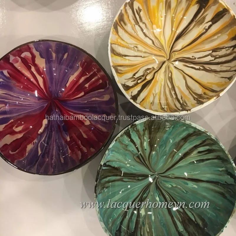 Premium Quality Eggshell Inlay Lacquered Coconut Bowls Amazon Hot Selling Competitive Price Coconut Bowl Warehouse Handmade