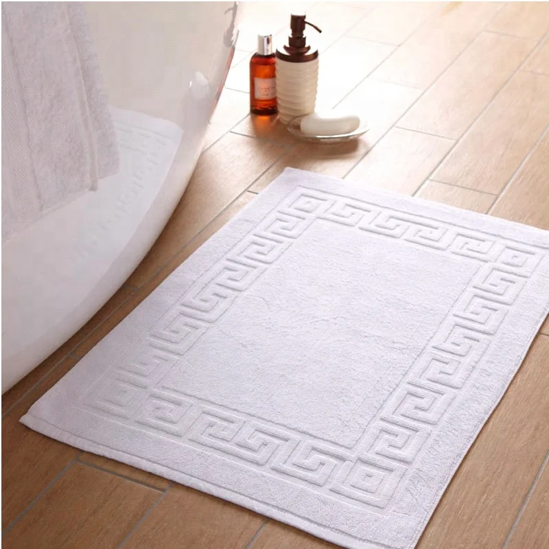 100% Cotton Terry Bath mats with Greek Border Design