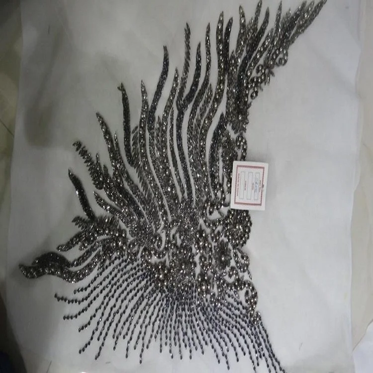 india New Innovative Product Beaded Applique Lace Trim Crystal Rhinestones Patches