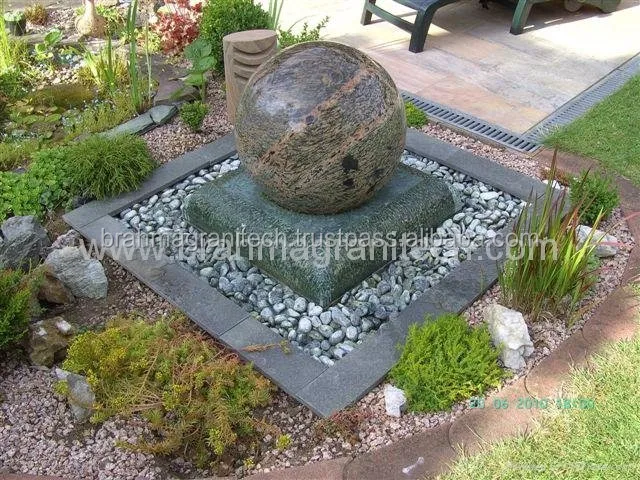 Decorative Large Garden Black Natural Stone Marble Floating Ball Feng Shui Water Fountain for Home